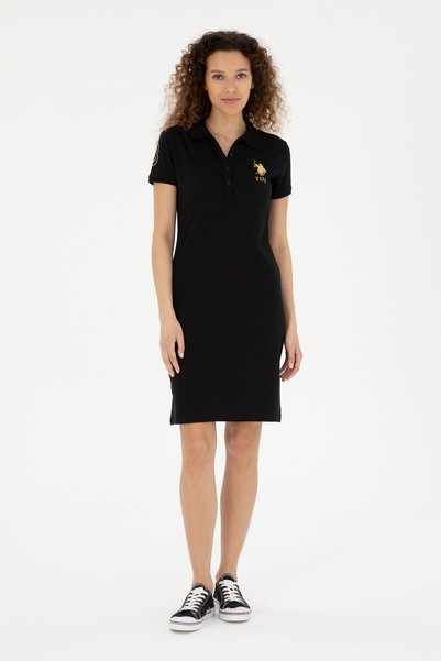 Women's Black Polo Neck Mini Knitted Dress 50280069-VR046