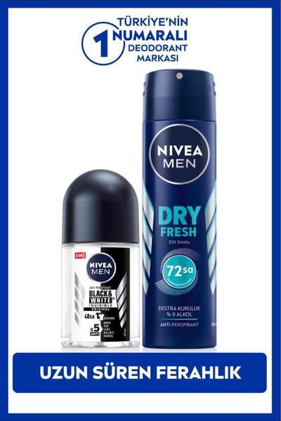 MEN машки спреј дезодоранс Dry Fresh 150ml и мини рол-он Black&White Original 25ml, против потење