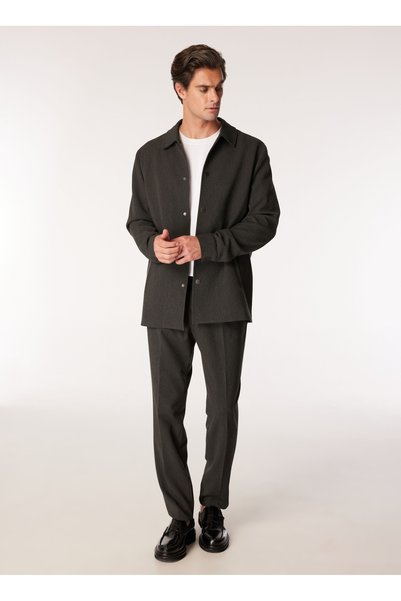Normal Waist Slim Fit Anthracite Men's Suit F4Wm-Tkm 2546