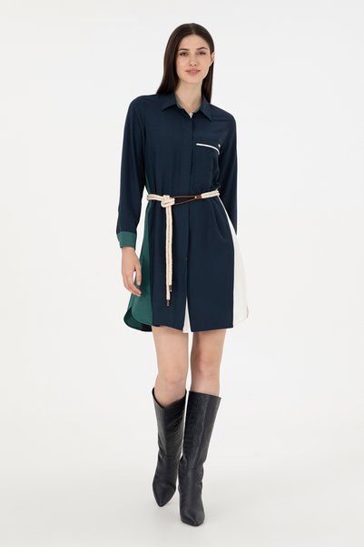 Women's Navy Blue Woven Dress 50289857 -Vr033