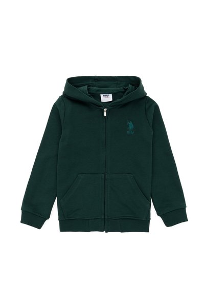 Boy's Dark Green Basic Hooded Sweatshirt 50289144-Vr079