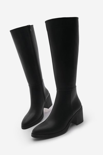 Women's Thick Heeled Knee-High Heeled Boots Aktone Black