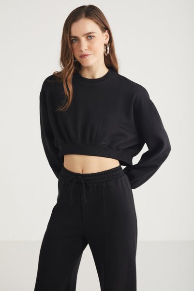 Amy Women's 100% Organic Cotton Black Sweatshirt