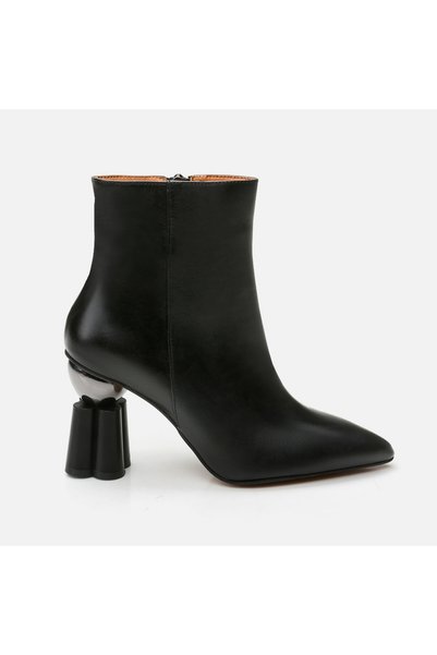 Genuine Leather Black Women's Heeled Boots