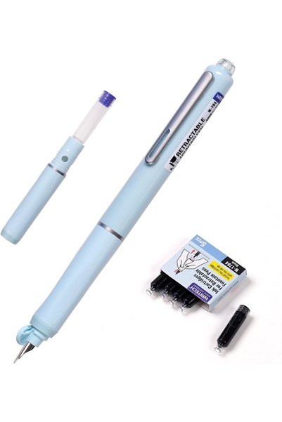 Push fountain pen set with cartridge gift pastel colors plastic boxed writech high quality