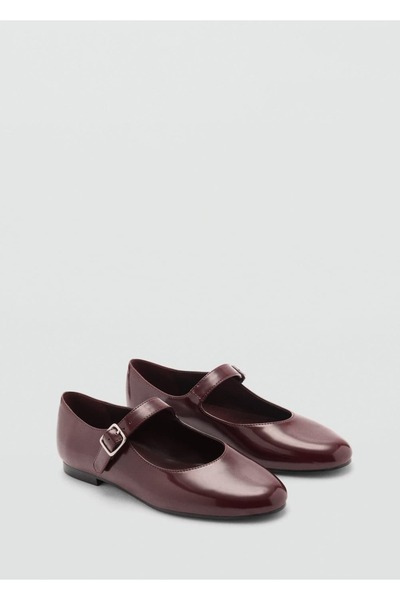 Patent Leather Look Taped Ballerinas