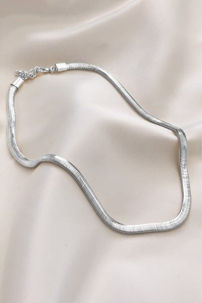 Women's Silver Color Italian Chain Necklace Does Not Fade Color Gold Plated
