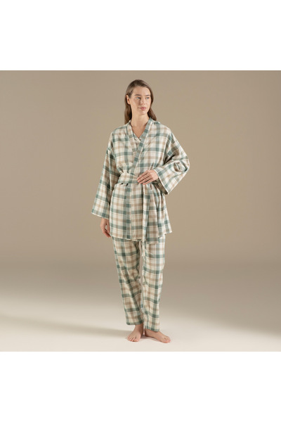 Monta Dressing Gown Green