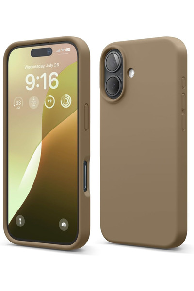 Apple iphone 16 case velvet launch soft soft liquid silicone camera protected cover coffee