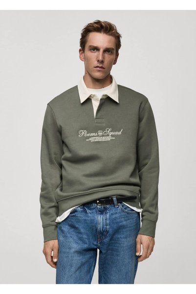 Polo Sweatshirt with Writing on the Front