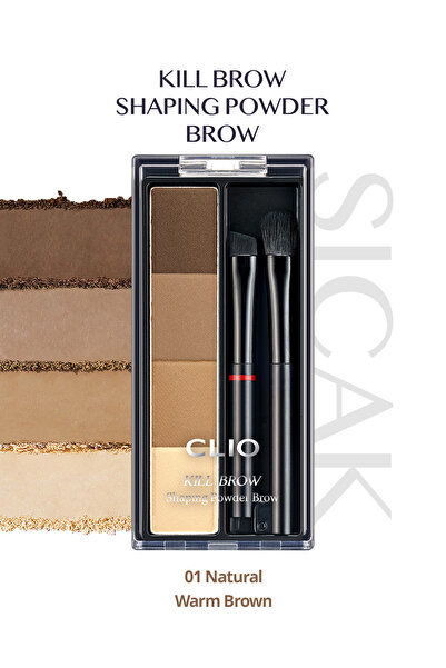 Палета на пудра за веѓи со топли тонови CLIO Kill Brow Shaping Powder Brow (01 Natural Warm Brown)