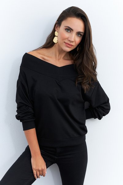 Women's Black Short Sweatshirt Tf16