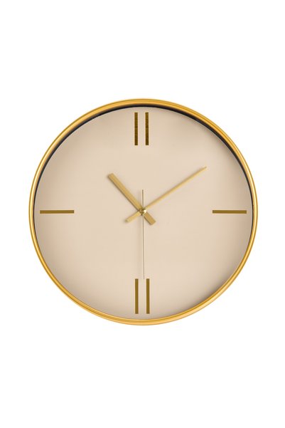 Decorative Cream Dial Line Number Wall Clock - Gold - 29 cm
