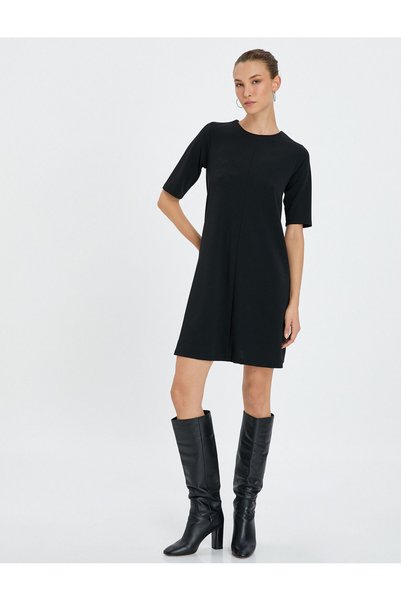 Mini Dress Short Sleeve Crew Neck