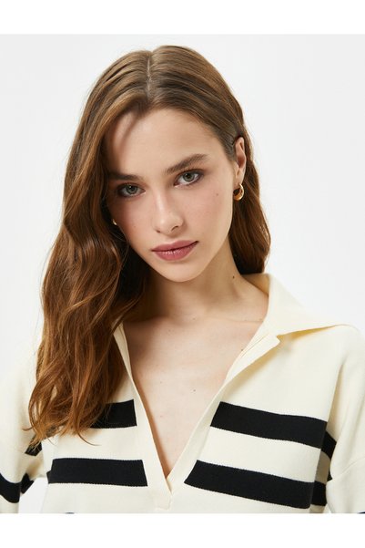 Oversize Knitwear Sweater Polo Neck Viscose Blended