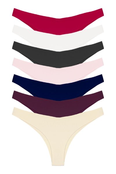 Basic Non-Marking Laser Cut Brazilian Panties 7 Pack - 2