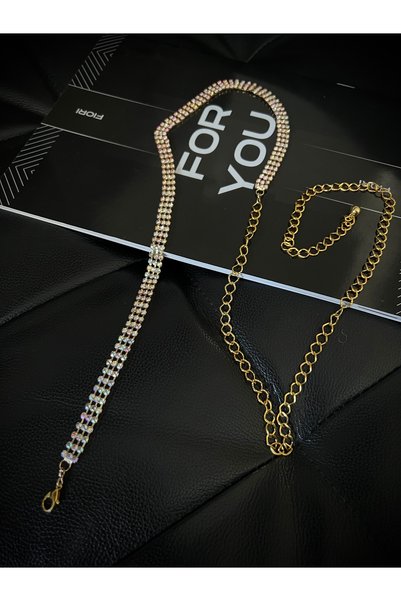 Women's Gold Stone Chain Belt