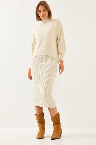 Women's Beige Double Knitwear Set 20246907