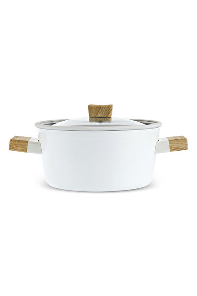 x Refika Swiss Crystal Creamy Wood тенџере со нелеплива површина за готвење без масло, 24 cm