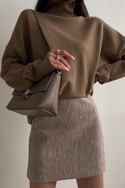 Mad Girls Brown Turtleneck Sweater Mg1252