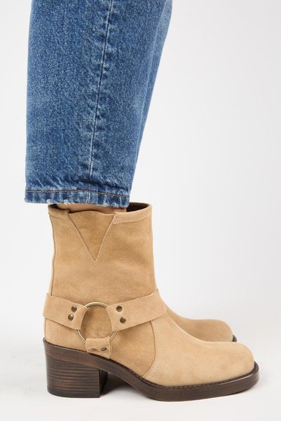 (Livia) Women's Genuine Leather Biker Boots Size: 40