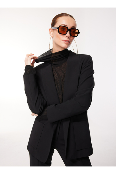 Black Women's Loose Fit Jacket F3Wl-Ckt W12 Size: 38