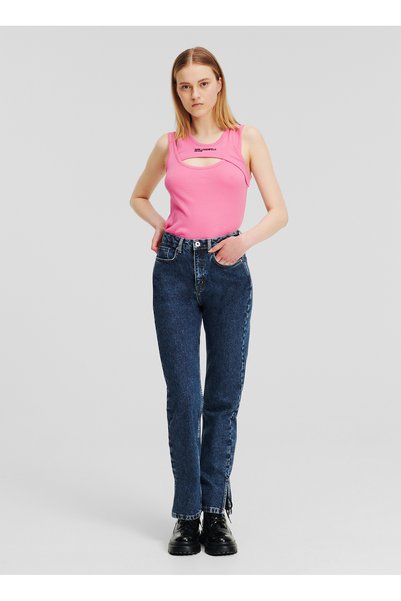 Jeans High Waist Straight Leg Dark Blue Women's Denim Pants 245J1113