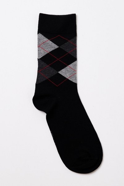 Men's plaid patterned sock socks black