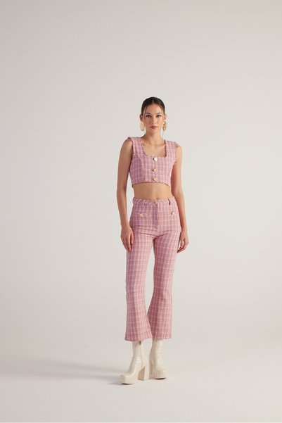 Spanish Cut Tweed Tweed Trousers Pink