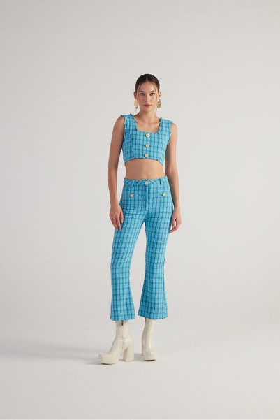 Spanish Cut Tweed Tweed Trousers Blue