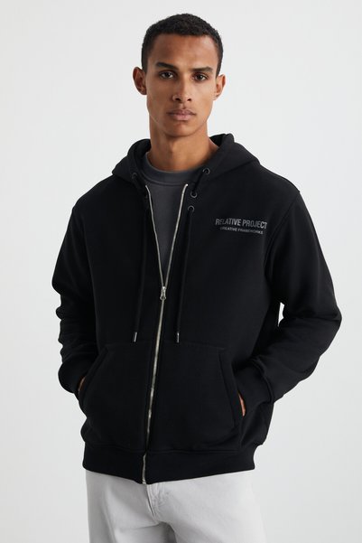 Lamar Men's Cotton Hooded Black Sweatshirt