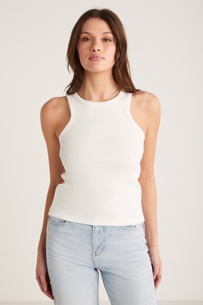Alfie Women's Cotton Ribbed Look Hanging Halter Neck Basic White Undershirt