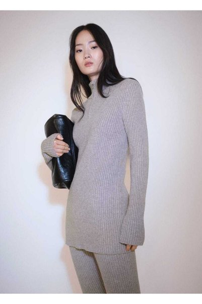 Zippered corded sweater
