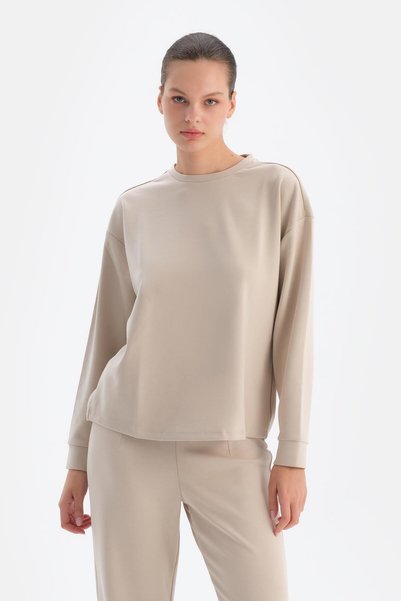 Cream Basic Modal Sweatshirt