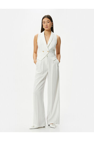 Double Breasted Vest Gold Buttoned Fleto Pocket