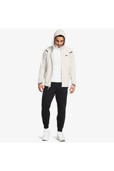 Unstoppable Fleece Full Zipper Men's White Sweatshirt