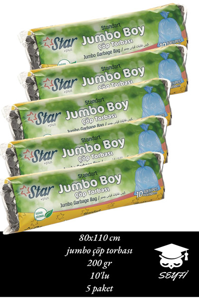 80X110 cm Jumbo Garbage Bag 200 Gr 5 Packs of 10