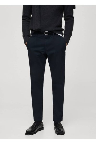 Tapered cut cotton cropped trousers
