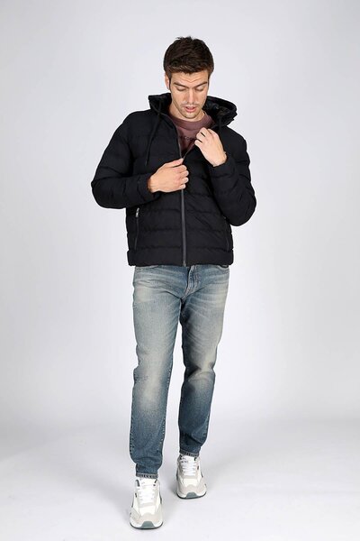 Glory men's Hooded puffer jacket navy blue