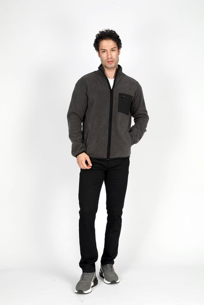 Hector men's Mock Neck zippered sweatshirt anthracite