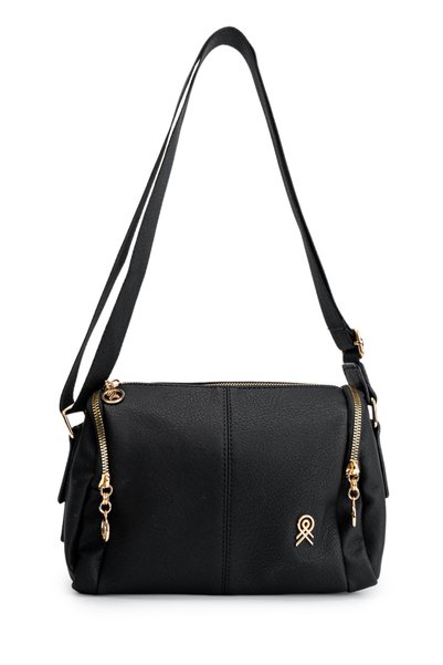 Faux Leather Women's Crossbody Bag Polya Black
