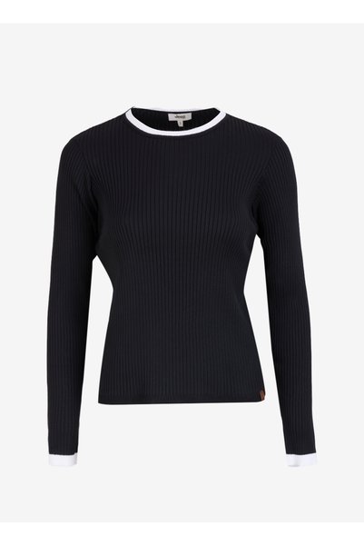 Crew Neck Relaxed Plain Black Sweater Women J4Wl-Kzk7142