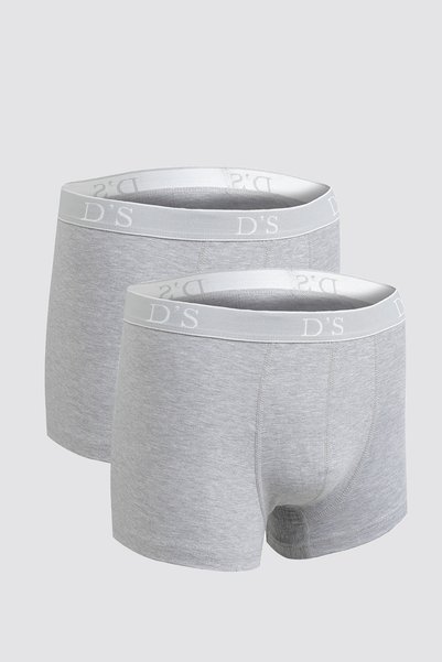 Ds Damat Gray Elastic Waistband Brand Logo Lycra Stretchable 2-Piece Boxer Set