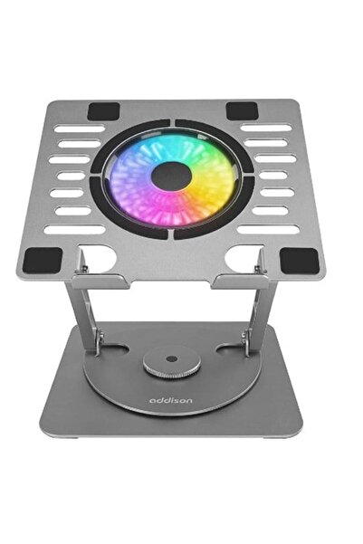 Ad-rc35 метален држач за лаптоп со вентилатор што се врти 360 степени и RGB осветлување