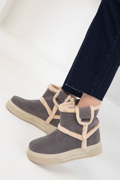 Gray Suede Women's Boots & Booties 20011