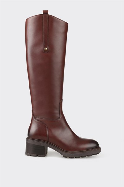 Brown Leather Women's Heeled Boots