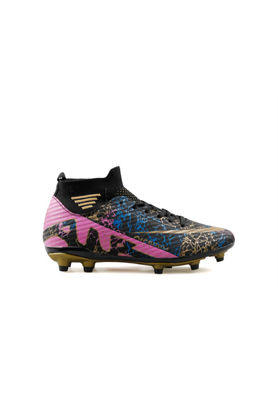 Laliga Krp Black Gold Patterned Children's Turf Football Shoes Krp-Black-Gold-Patterned Black