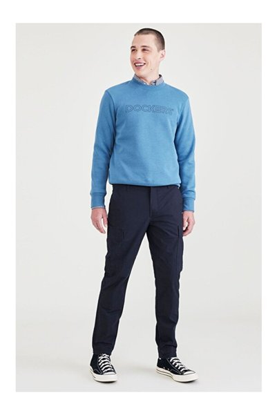 Cargo Navy Blue Slim Tapered Trousers