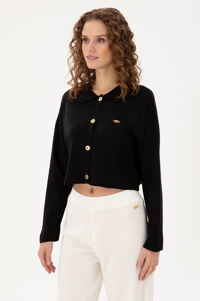 Women's Black Knitwear Cardigan 50297152 -Vr046