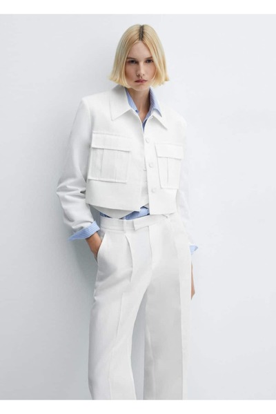 Crop Fabric Jacket with Pockets